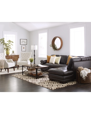 Abbyson Devonshire Leather Tufted Sectional (Brown) (Foam)