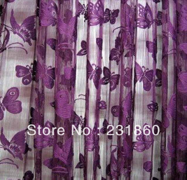 1 X Dark Purple Butterfly String Curtains Window Room Divider Home