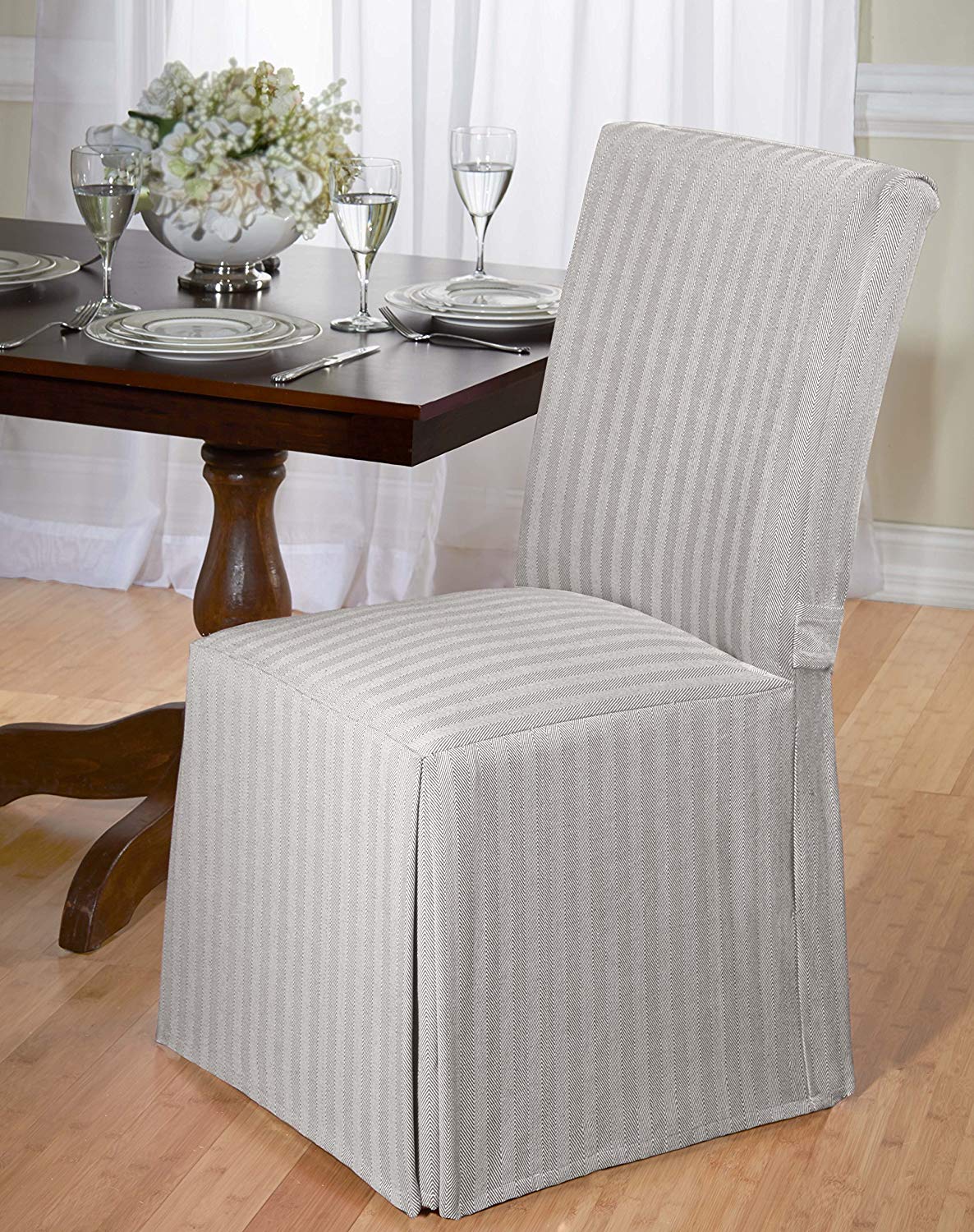 Traveller Location: Luxurious Dining Chair Cover, Herringbone, Beige, Grey, and Red  (Beige): Home & Kitchen