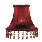 Livex Lighting Red Silk Bell Clip Chandelier Shade with Amber Beads