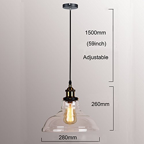 WINSOON 11 X 10 Inch Vintage Industrial Ceiling Lamp Clear Glass