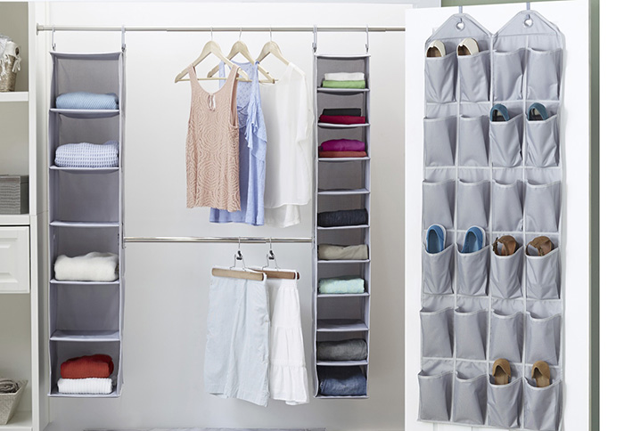 Closet with over-the-door organization