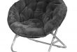 Urban Shop Faux Fur Saucer Chair with Metal Frame, One Size, Black