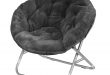 Traveller Location: Urban Shop Faux Fur Saucer Chair with Metal Frame, One Size,  Black: Toys & Games