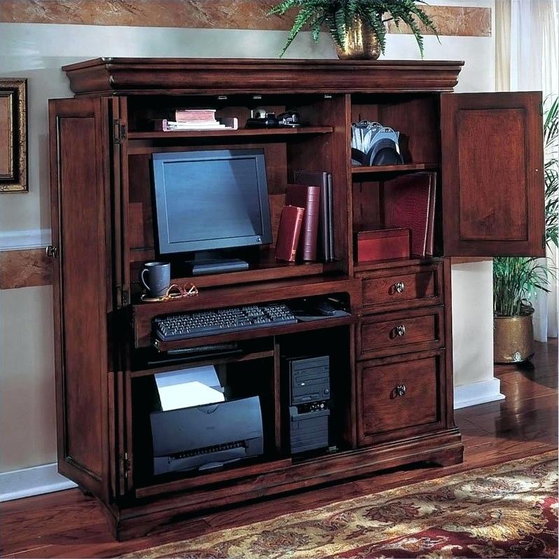 computer armoire with fold out desk rue computer in ruby computer armoire  with swing out desk