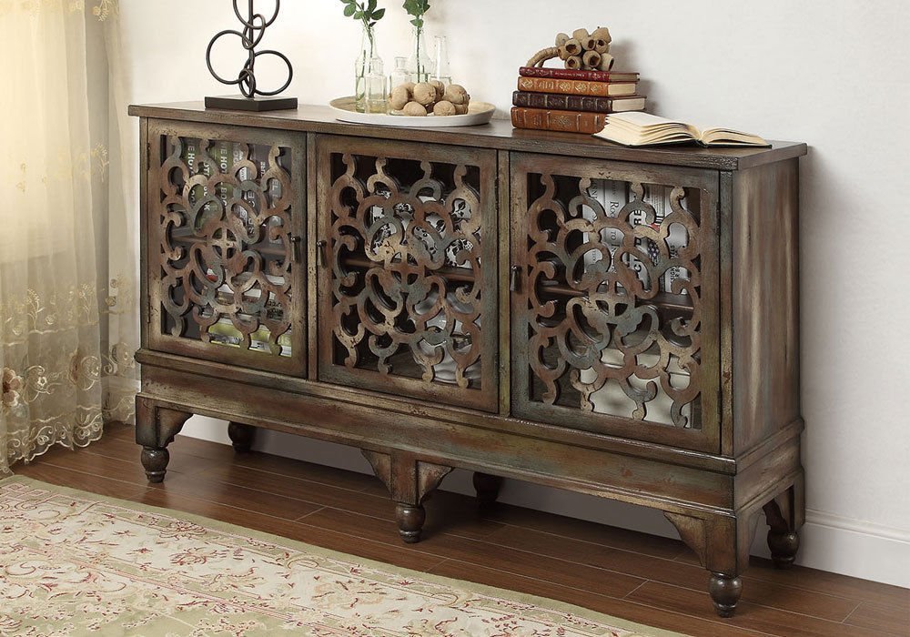 1PerfectChoice Edwin Hallway Entryway Console Sofa Table Storage Cabinet  Chest Weathered Oak