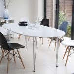 Modern White and Chrome Extending Dining Table UK