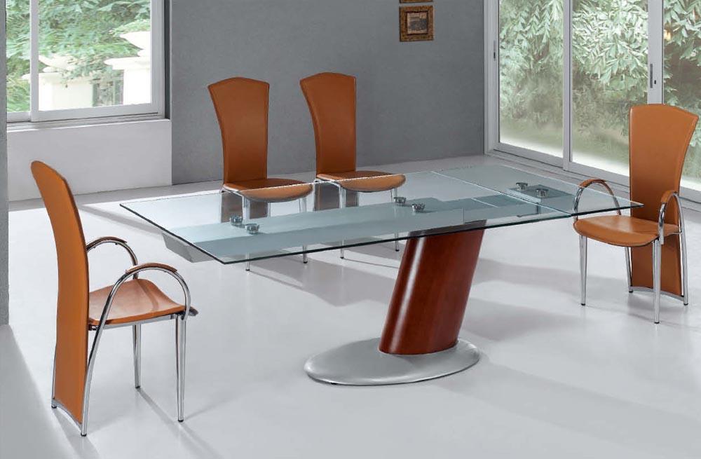 Comet Glass Contemporary Extendable Dining Table with Metal Base  Jacksonville Florida ESF20793DT