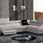 Chic Grey Leather Reclining Sofa Saffron Modern Leather Sectional