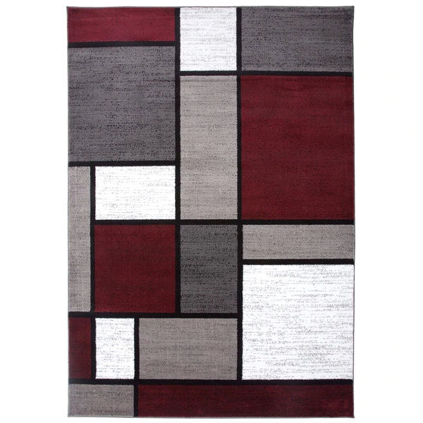 Osti Boxes Red Contemporary Modern Area Rug - 7'