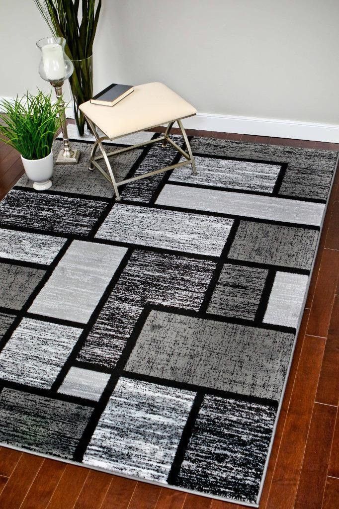 Gray Abstract Contemporary Modern Large Area Rugs - Bargain Area Rugs