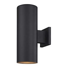 Cylinder Up/Down Outdoor Wall Light, Powder Coated Black Finish