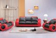 Genuine and Italian Leather, Modern Designer Sofas. Contemporary Black and Red  Leather Sofa Set