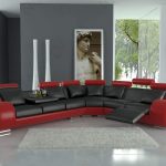 Traveller Location: 4087 Red & Black Bonded Leather Sectional Sofa With Built-in  Footrests: Kitchen & Dining