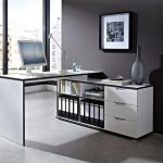 Germania Contemporary Corner Desk in High Gloss White and Matt White