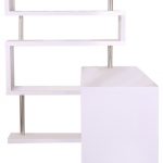 HomCom Foldable Rotating Corner Desk and Shelf Combo White