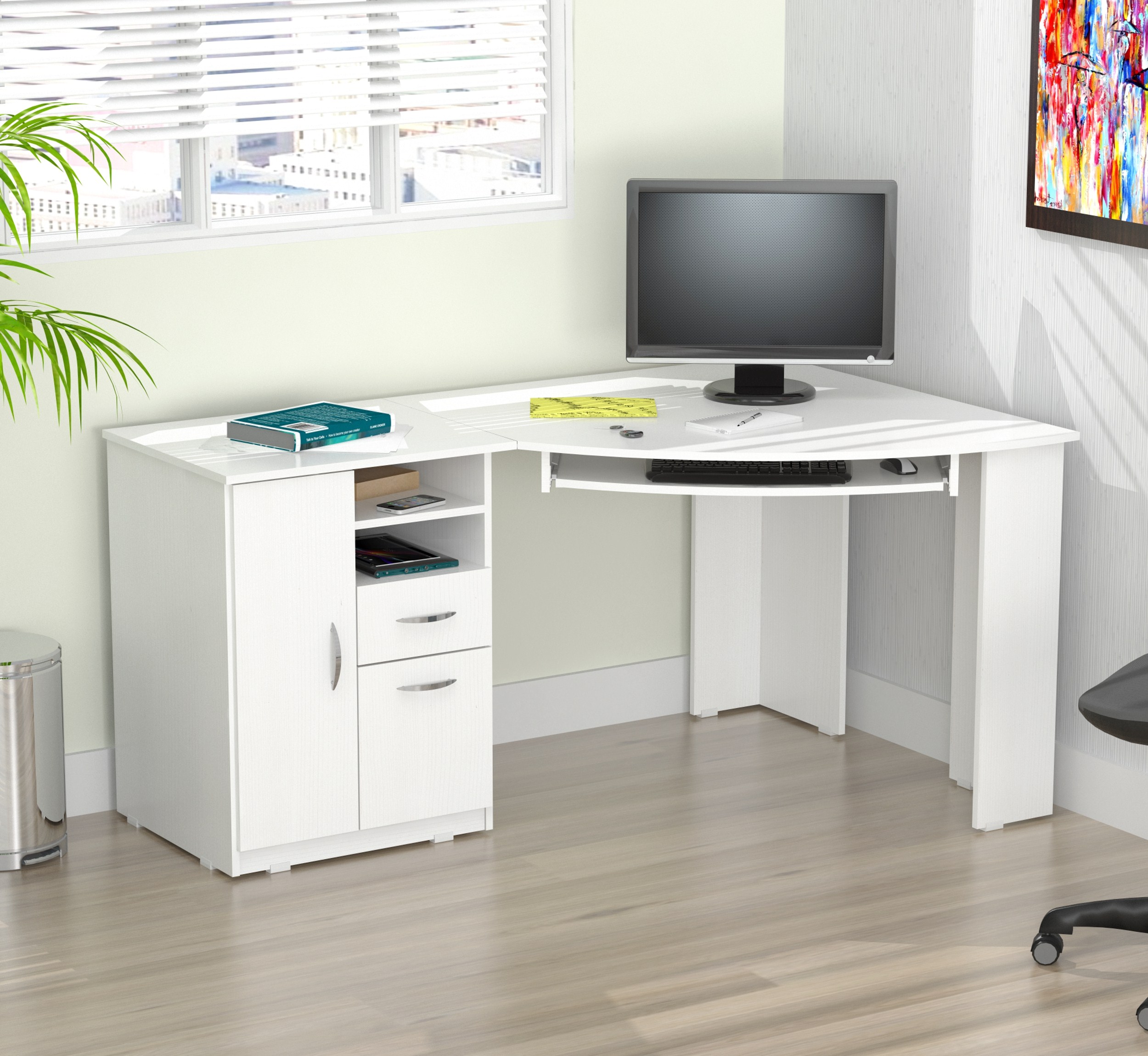 Contemporary white corner
  desks