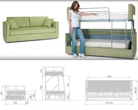 Space-Saving Sleepers: Sofas Convert to Bunk Beds in Seconds .