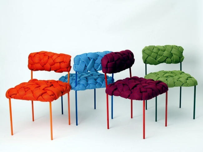 This cool seating design by Brazilian designer impressed not only with  fresh colors, but also with an interesting pattern. The seat design mimics  the