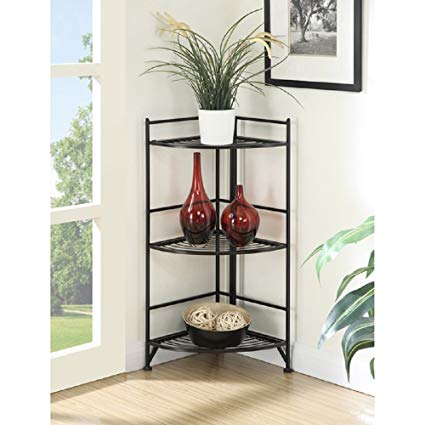 Corner Shelf Folding Organizer Storage Home Furniture Living Room Bookcase  Stand 3 Tier Corner Rack Shelf