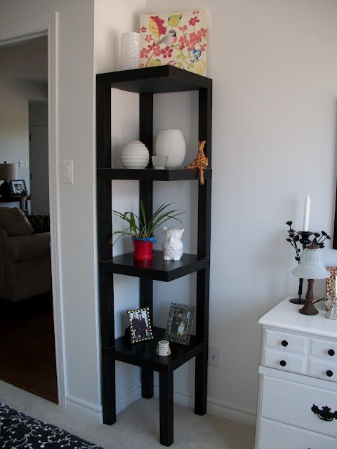 Live From B5: IKEA black tables turned into corner shelf unit. Perfect  solution for bedroom corner!!