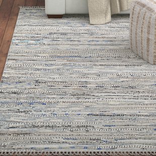 Havelock Striped Contemporary Cotton Gray Area Rug