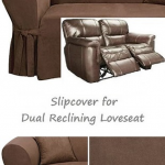Dual Reclining LOVESEAT Slipcover Suede Chocolate Adapted for Recliner Love  Seat