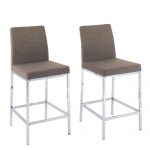 CorLiving Huntington Brown Fabric Counter Height Bar Stools With