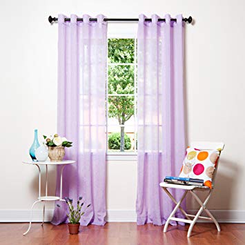 Best Home Fashion Crushed Voile Sheer Curtains - Antique Bronze Grommet Top  - Purple - 52&quot