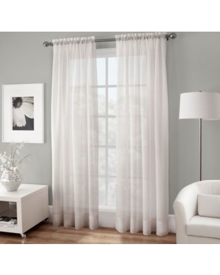 Crushed Voile Sheer 95-Inch Rod Pocket Window Curtain Panel in White