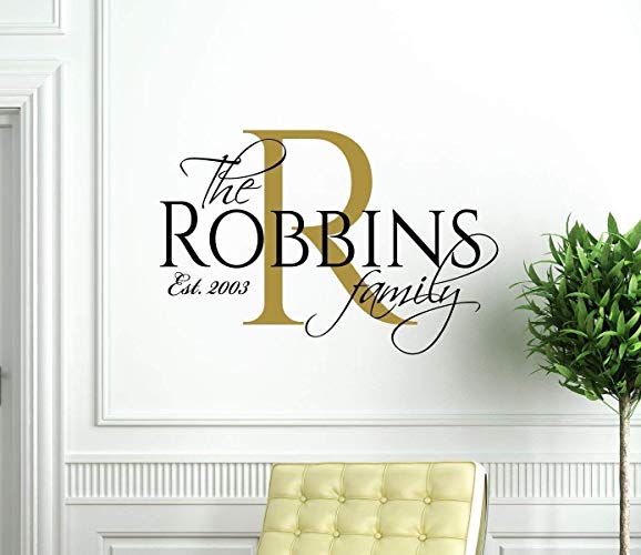 Custom Family Name Wall Decal - Personalized Vinyl Home Decor for Wedding  or Housewarming Gift - Living Room Decoration - Elegant Wall Art with  Marriage