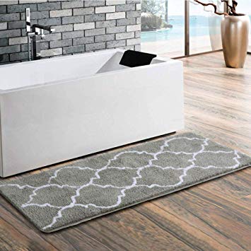 Uphome Trellis Moroccan Extra Long Bathroom Rug, Microfiber Washable  Non-Slip Soft Quatrefoil Tufted