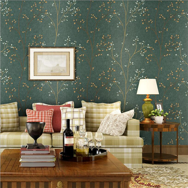 Beibehang American Retro Dark Green Leaf Wallpaper Bedroom Living Room TV  Wall Background Wall Decorative House 3d Wallpaper