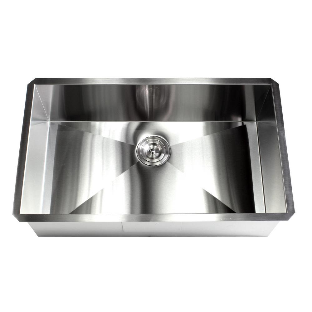 Undermount 16-Gauge Stainless Steel 32 in. x 19 in. x 10 in. Deep Single  Bowl Zero Radius Kitchen Sink