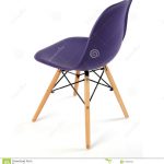 Dark violet color chair white wooden legs. Plastic chair cut out. Series of  furniture.