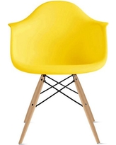 2xhome Yellow Mid Century Modern Plastic Dining Chair Molded With Arms  Armchairs Natural Wood Legs Desk