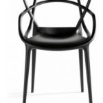 2xhome Black Stackable Contemporary Modern Designer Molded Plastic Chairs  Assembled With Arms Open Back Armchairs for
