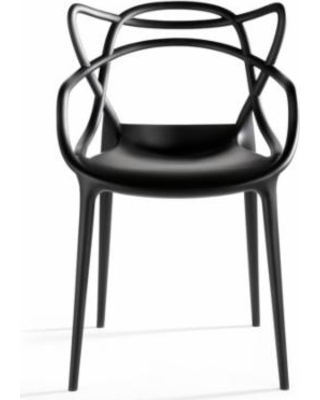 2xhome Black Stackable Contemporary Modern Designer Molded Plastic Chairs  Assembled With Arms Open Back Armchairs for