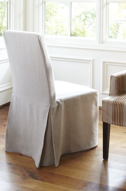 IKEA Dining Chairs Slipcovers | henriksdal linen slipcover with long skirt  in lino brushed