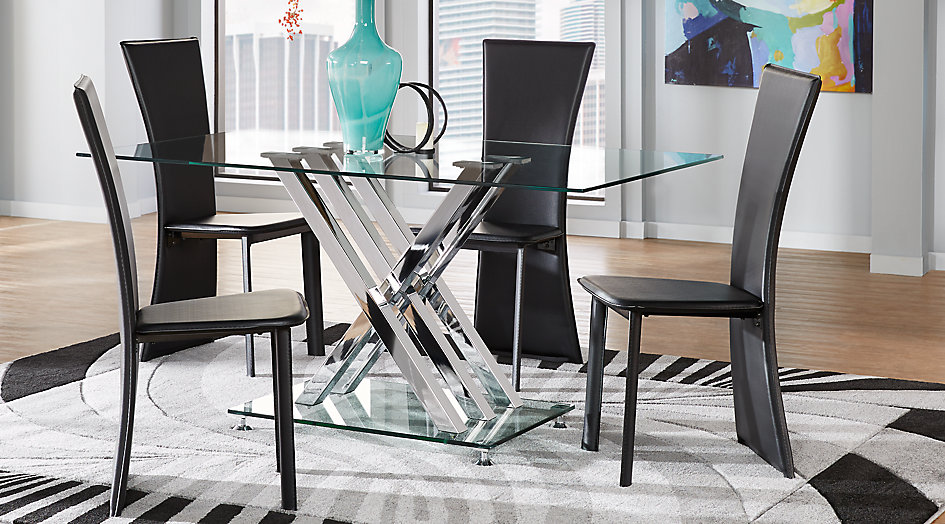 Rectangle Glass Top Dining Room Table
