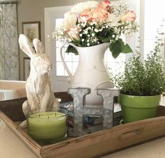 Love this tray styling idea for easter H for Holy, i like E for Easter