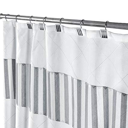 Amazon.com: Decorative Fabric Shower Curtain White and Gray 