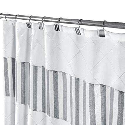 Amazon.com: Decorative Fabric Shower Curtain White and Gray