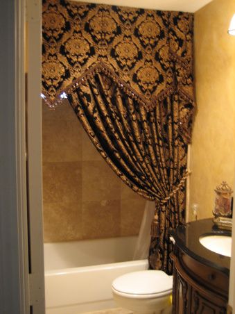 Best elegant fabric shower curtains with
valance can give a bright look to the bathroom