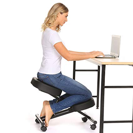 Homevol Ergonomic Kneeling Chair - Faux Leather - Thick Comfortable Moulded  Foam Cushions - Smooth Gliding