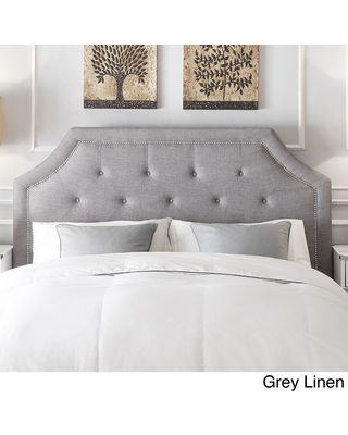 10% Off Grace Button Tufted Fabric Headboard with Nailhead Trim by iNSPIRE  Q Bold (Queen Size Headboard- Grey Linen)