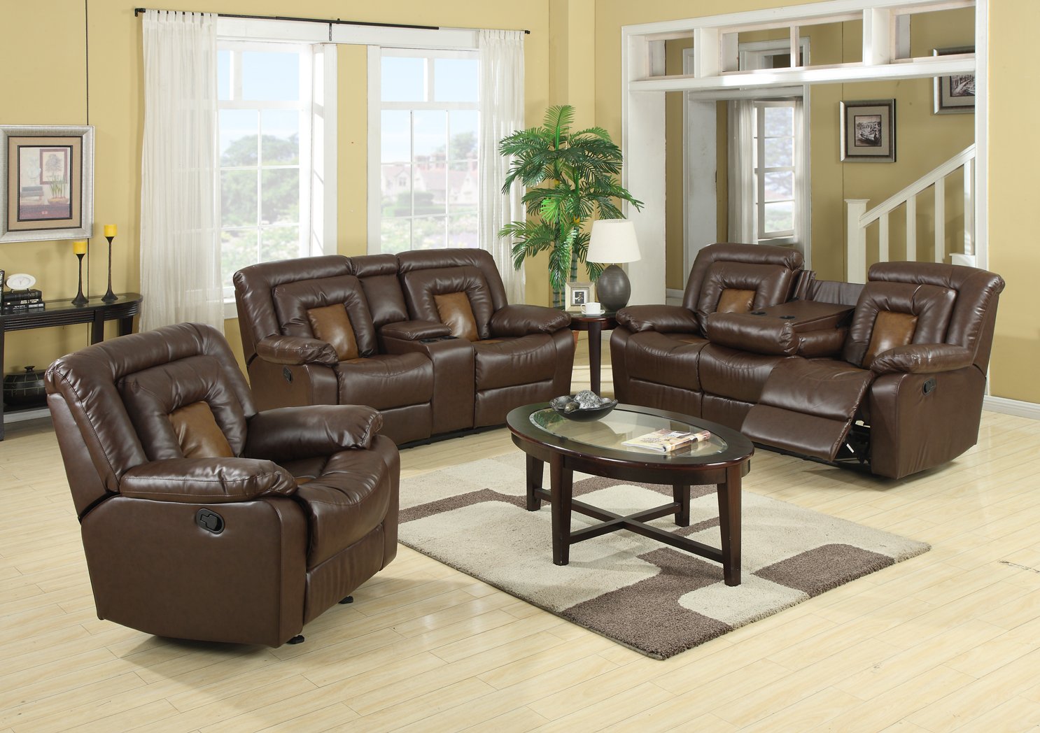 Traveller Location: GTU Furniture Cobra Pu-Leather Reclining Sofa Loveseat Recliner  Set, Luxurious Living Room Furniture (Sofa & Loveseat, BROWN): Kitchen &  Dining