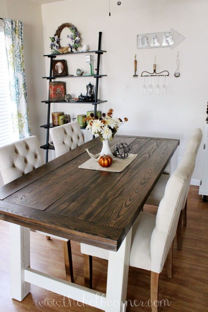 Beautiful long farmhouse style
  dining  room table