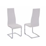 Shop Stylish White Faux Leather Dining Chair with Chrome Legs, Set