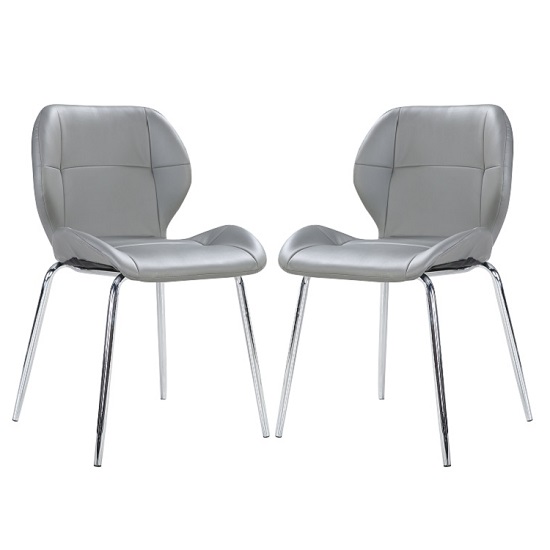Darcy Dining Chair In Grey Faux Leather in A Pair 27198